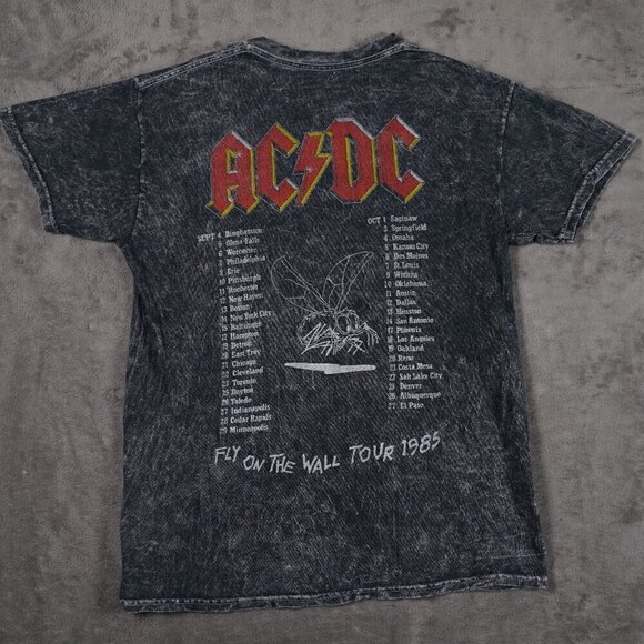 AC/DC Retro 1985 Fly on the Wall Tour shirt size Small Graphic Acid Wash - Picture 4 of 5